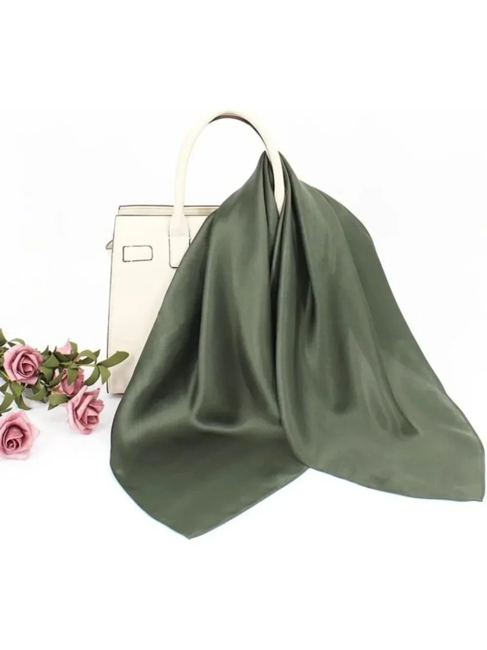 100% Mulberry Silk Square Scarf for Hair - 25.6